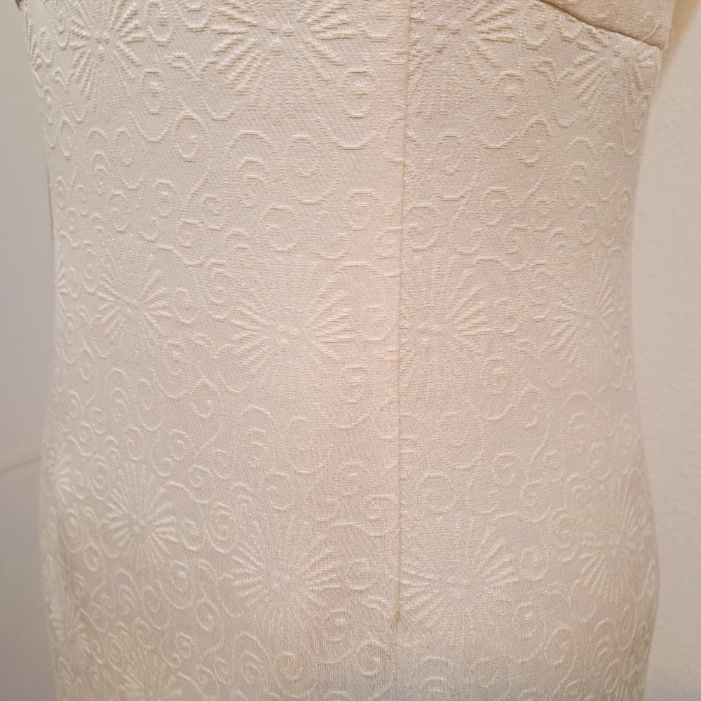Taylor Embroidered Dress Sheath Style Sleeveless Cream Size 8 - Picture 7 of 13